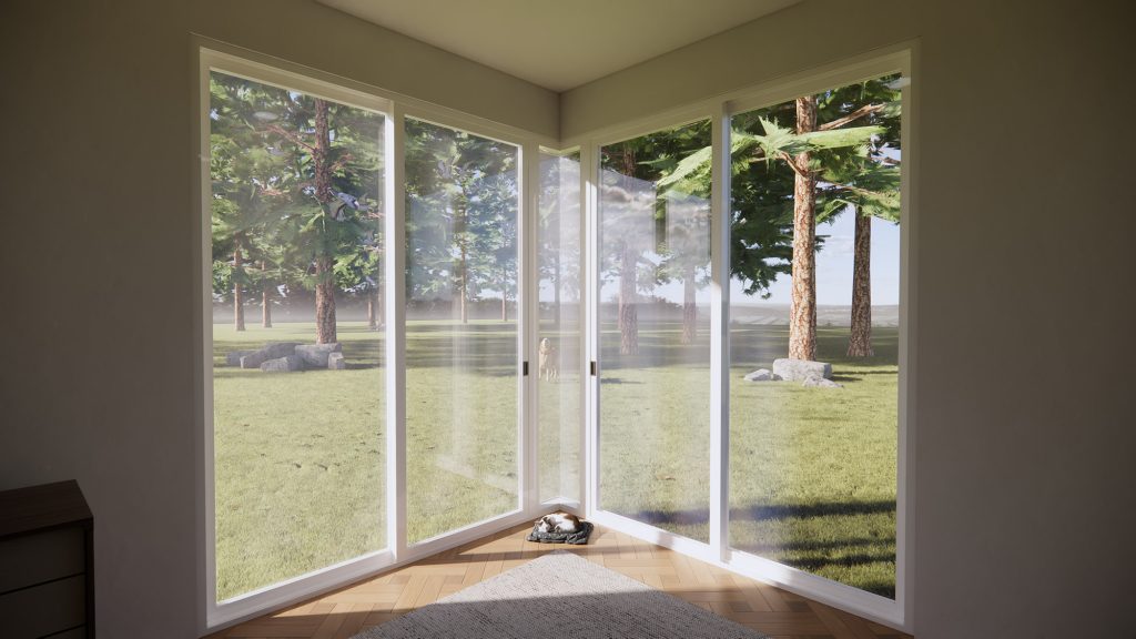 TonyView corner window with a view of the lake